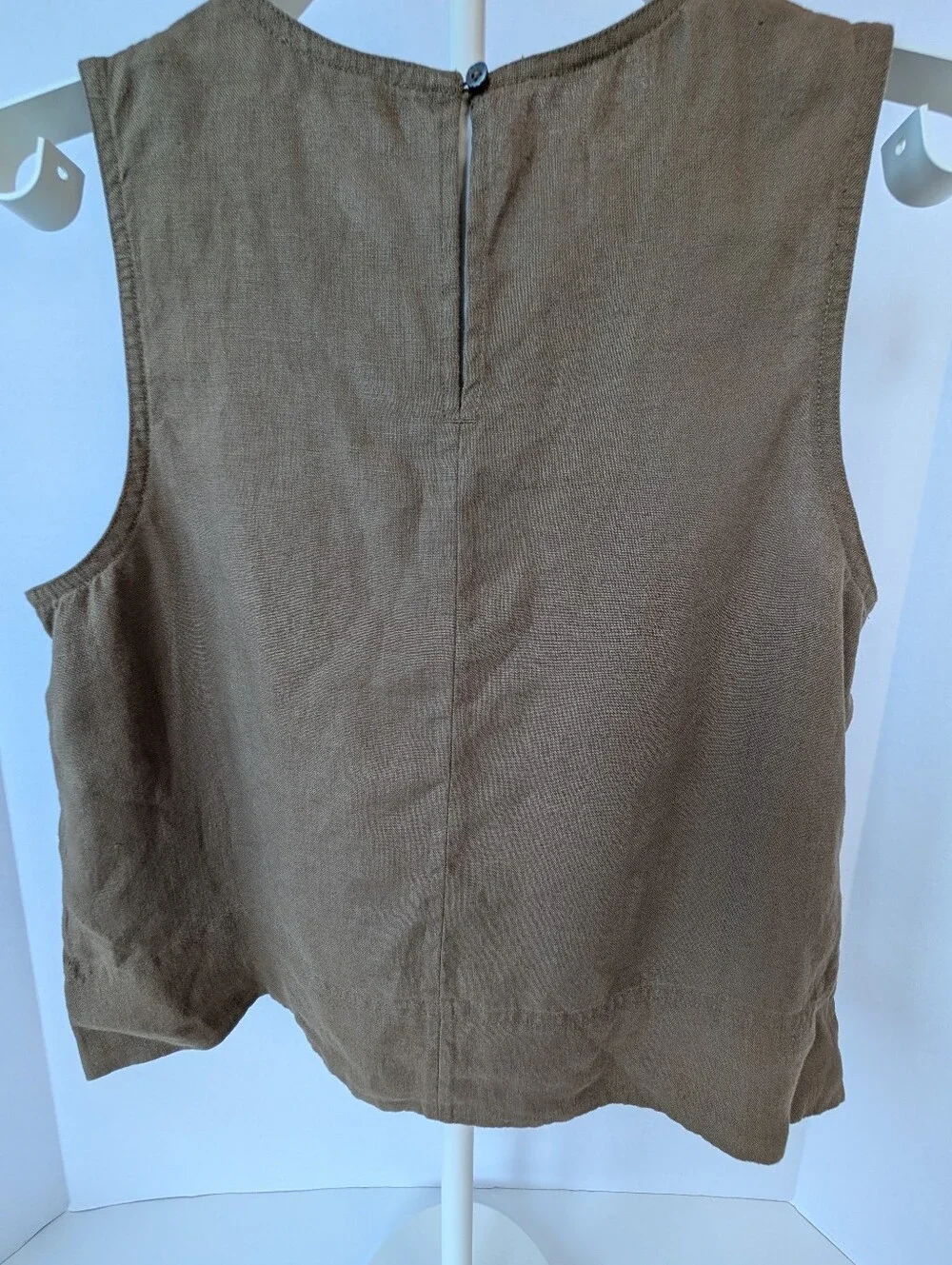Madewell Olive Green Sleeveless Linen-Blend Crop Tank - Picture 7 of 8